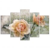 Leinwandbild 5 teilig, Teerose Blumen 