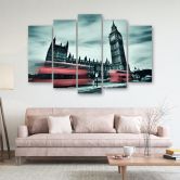 5 stykke lærredstryk, London Bus Big Ben 