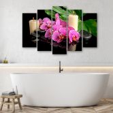 Leinwandbild 5 teilig, Orchidee Orchideen-Kerzen 