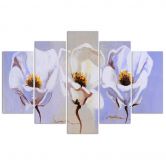 Leinwandbild 5 teilig, Blumen Weiß Natur 