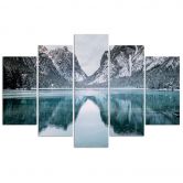 Canvasdoek 5 stuks, berglandschap meer 