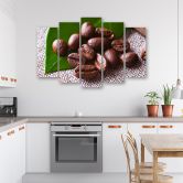 Wandbild 5-teilig, Kaffeebohnen-Blatt 