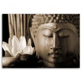 Leinwandbild, Buddhas Kopf mit einer Lilie 