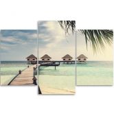 Leinwandbild 3-teilig, Strand Palmen Tropen 