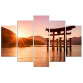 Leinwandbild 5 teilig, Landschaft Japan 