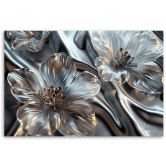 Leinwandbild, Elegante Silberblumen 