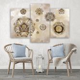Leinwandbild 3 teilig, Florale geometrische Formen 