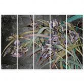 Leinwandbild 5 teilig, Iris Blumen im Wind 