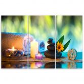 Impression sur toile en 3 parties, bougie zen 