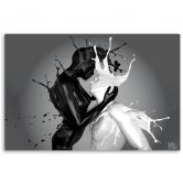 Tableau sur toile, Amour de couple abstrait café et lait 