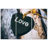 3-delt lærredstryk Heart Wood Love Shabby 