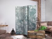 Paravent, Raumteiler freistehend, Trennwand - Ornaments in Rubbed Faded Turquoise: Floral Pattern 