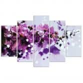 Leinwandbild 5 teilig, Blumen Lila Natur 