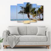5-delige canvas print tropisch strand oceaan palmbomen 