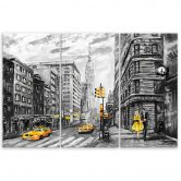 3-delige canvas print, New York Taxi USA acryl 