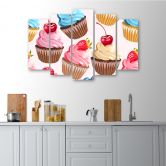 Leinwandbild 5 teilig, Süßigkeiten-Cupcakes 