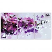 Leinwandbild 3-teilig, Blumen Lila Natur 