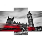 Leinwandbild 3-teilig, Roter Londoner Bus 