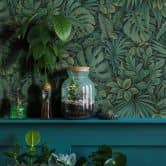 Vliestapete mit strukturiertem Blattmotiv grün Floral 