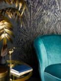 Vliestapete mit Glanz und Fächer-Optik schwarz, gold Struktur 