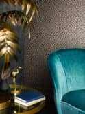 Vliestapete mit glänzendem Gitter Motiv schwarz, gold Struktur 