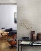 Vliestapete mit glänzendem Gitter Motiv beige, platin Struktur 