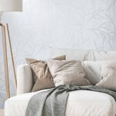 Vliestapete mit Blättern in Betonoptik weiß Floral 