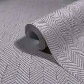 Vliestapete Fischgratmuster, 3D-Optik Grafisch Modern in Grau 