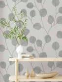 Vliestapete Grau Schwarz Weiß Floral für Wohnzimmer Schlafzimmer Küche marburg Tapete 