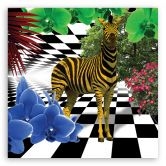 Canvas schilderij, Kleurrijke zebra dieren 
