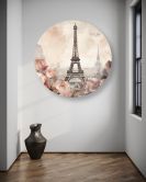 Rundes Leinwandbild Eiffelturm Shabby Chic 