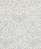 Vliestapete mit Blumen, Blätter ornamental glänzend grau, beige Floral 