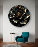 Rundes Leinwandbild 3D Lotusblume Abstraktion AI 
