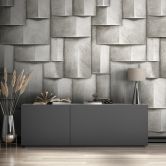 Vliestapete mit Holzmotiv geometrisch weiß, schwarz 3D-Optik 2,70 x 1,59 m 