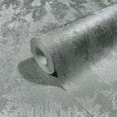 Non-woven wallpaper concrete look metal look modern glossy in silver  
