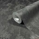 Non-woven wallpaper concrete look metal look modern glossy in black  