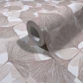 Vliestapete 3D, Blätter Floral Natur matt in Beige Braun 