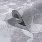 Vliestapete 3D, Blätter Floral Natur matt in Grau 