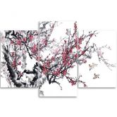 Leinwandbild 3-teilig, Kirschblüte Japan Baum 
