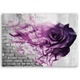 Tableau sur toile, Fleurs roses violettes aspect brique 