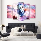 Leinwandbild 5 teilig, Marilyn Monroe Farbe 