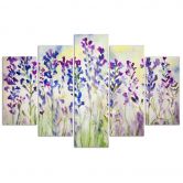 Leinwandbild 5 teilig, Lila Feldblumen 