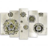 Leinwandbild 5 teilig, Florale geometrische Formen 