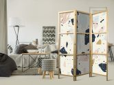 Japanischer Paravent, Raumteiler freistehend, Trennwand - Terrazzo: Large Scaled Stones in Muted Colors 