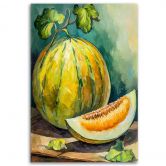 Leinwandbild, Wassermelone Frucht handgemalt 