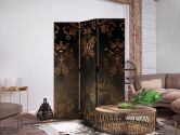 Paravent, Raumteiler freistehend, Trennwand - Baroque Ornaments in Patinated Gold and Bronze - Retro Motif 