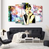 Leinwandbild 5 teilig, Audrey Hepburn Farbe 