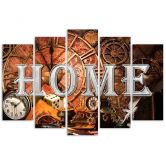 Wandbild 5-teilig, Home Retro Vintage Aufschrift 