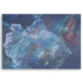 Leinwandbild, Blaue Blume Abstraktion 