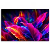 Canvas schilderij, Neon gekleurde bladeren 